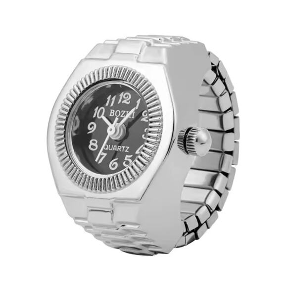 Silver Ring Watch Stainless Stretch Band Mens Womans Christmas Birthday Gift NEW